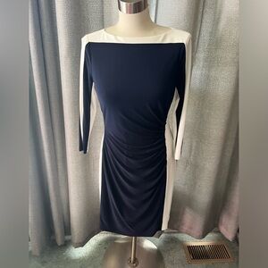 Lauren Ralph Lauren navy/white long sleeve dress